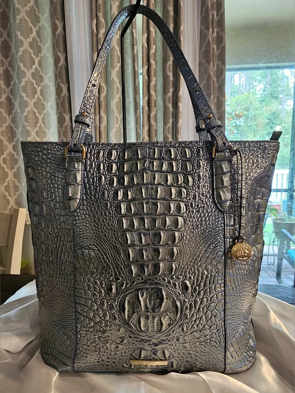 Brahmin Large Abigail Tote & Matching Slim Card Wallet Serenity Ombre Melbourne - Picture 3 of 13